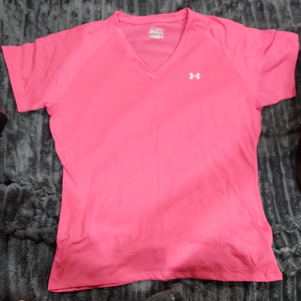 Under Armour Vibrant Pink V-Neck Tee
